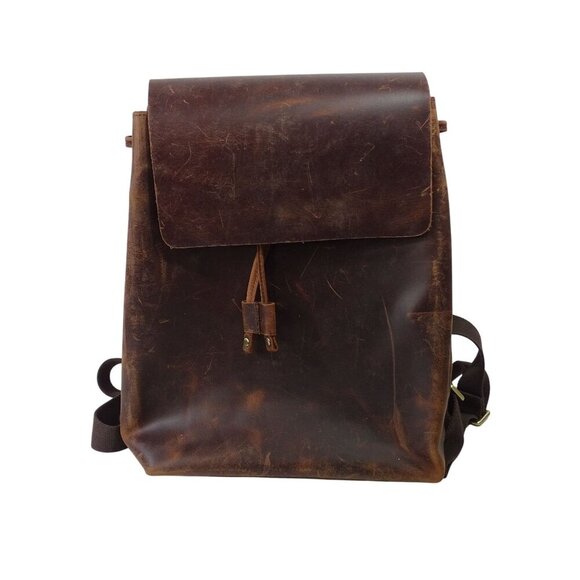 S-Zone Cowhide Leather Backpack Messenger Bag Flap Drawstring Closure D02V202106 - Picture 2 of 9